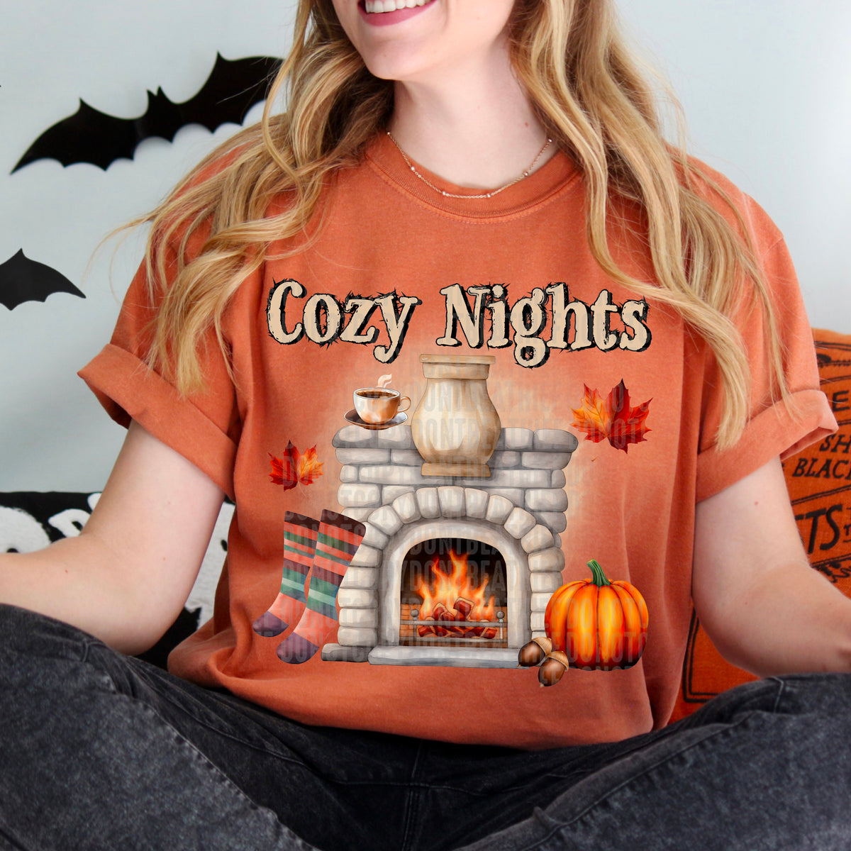 Cozy Nights Campfire and Pumpkin 113255 DTF transfer