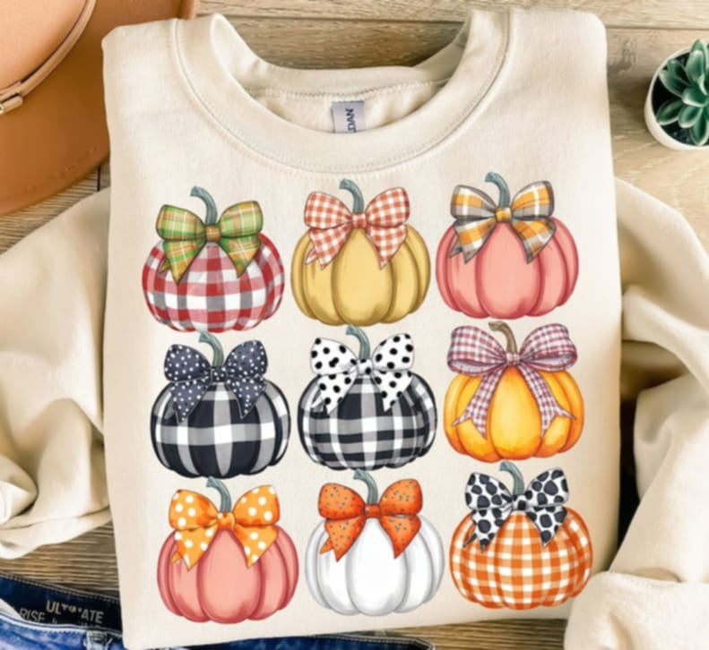 Colorful Pumpkins Grid DTF transfers