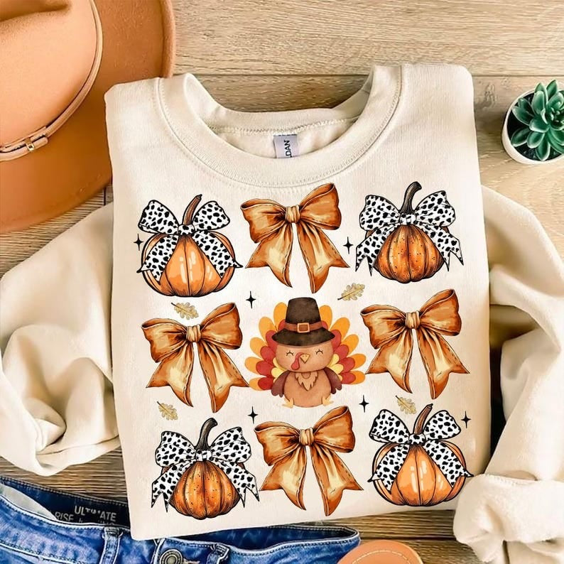 Fall collage turkey center 64774 DTF transfer