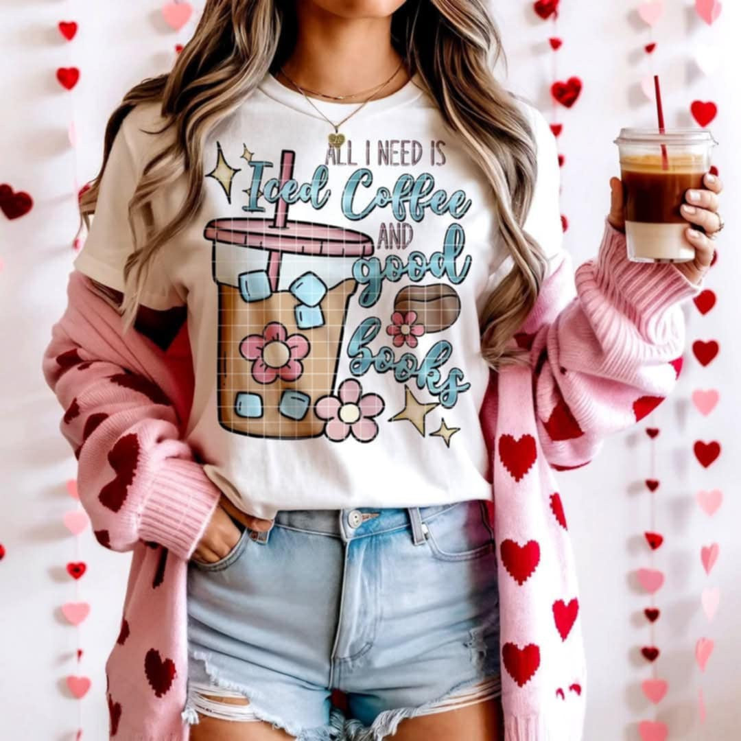 All I need is iced coffee and good books (Cstage) 97788 DTF transfer