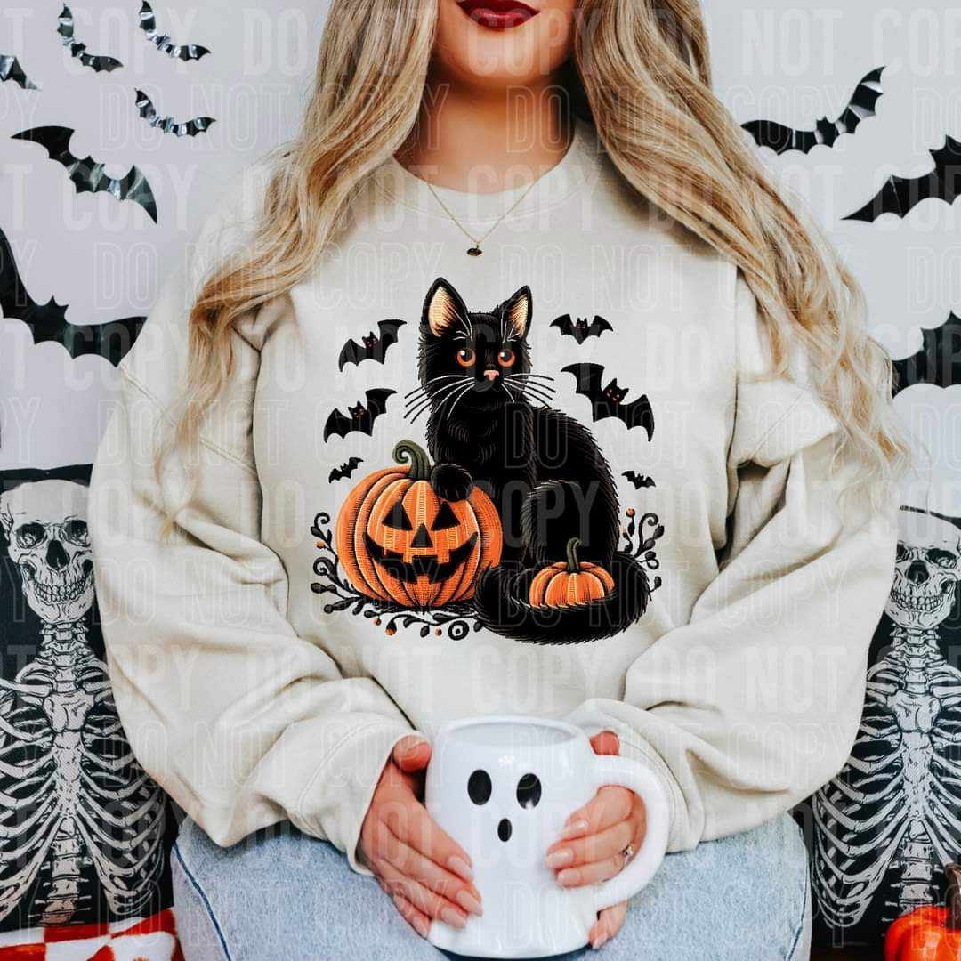 Black cat with pumpkin (SBB) 52796 DTF transfer