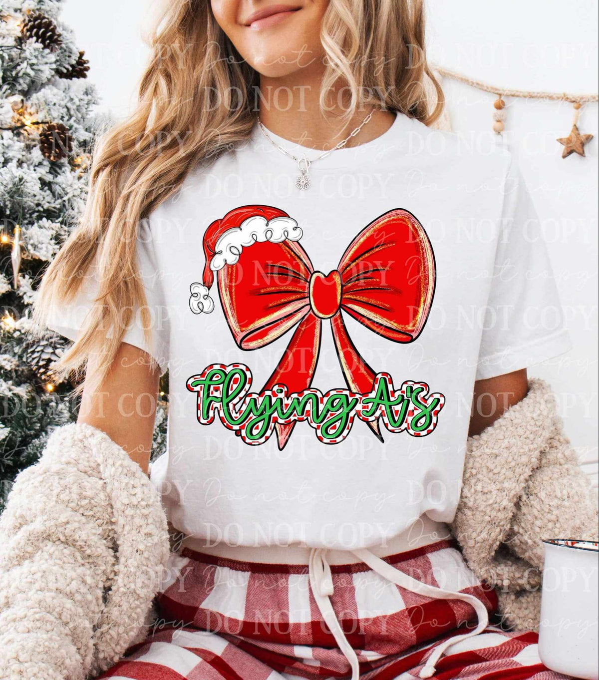 Flying A’s Christmas bow (C’s) 65939 DTF transfer