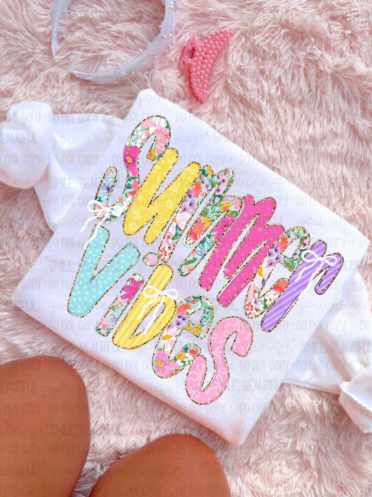Summer vibes pinks and yellow patterns (Carter) DTF Transfer