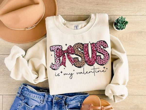 Jesus is my valentine pink leopard font 73847 DTF transfer