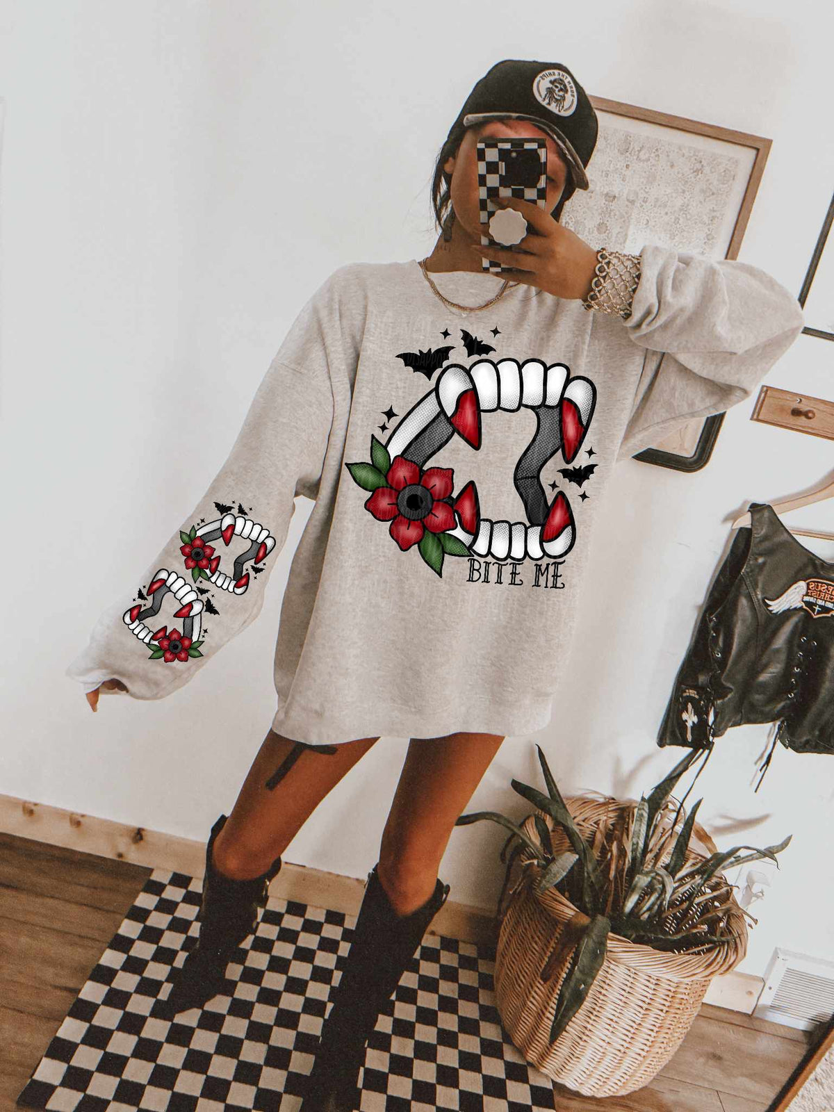 Bite me vampire teeth FRONT ONLY (CSC) 52328 DTF transfer