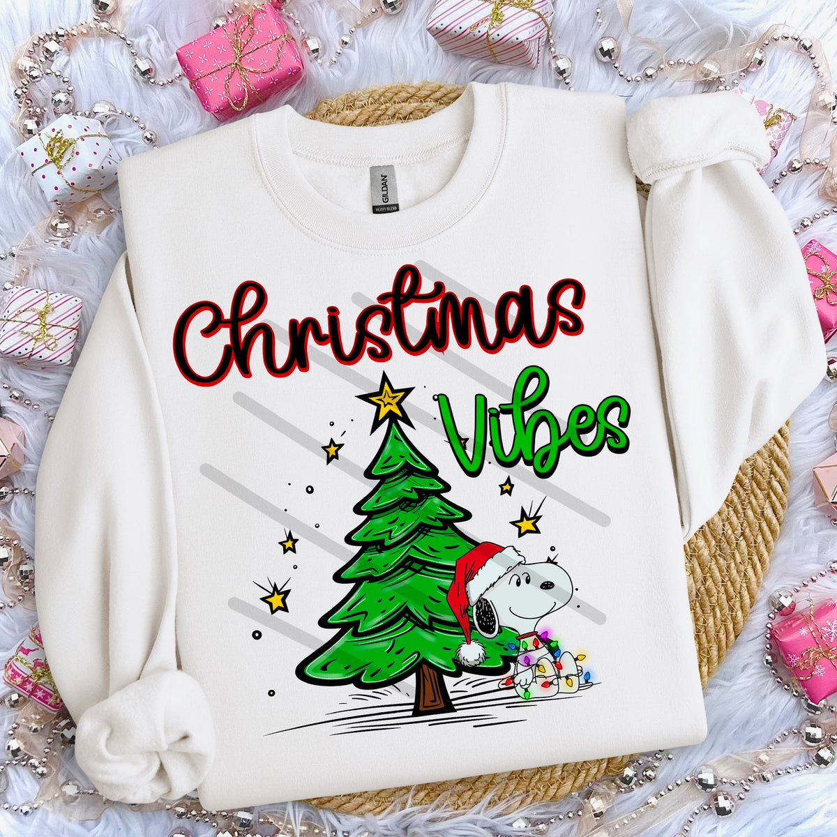Christmas Vibes Peanut and tree 114056 DTF transfer