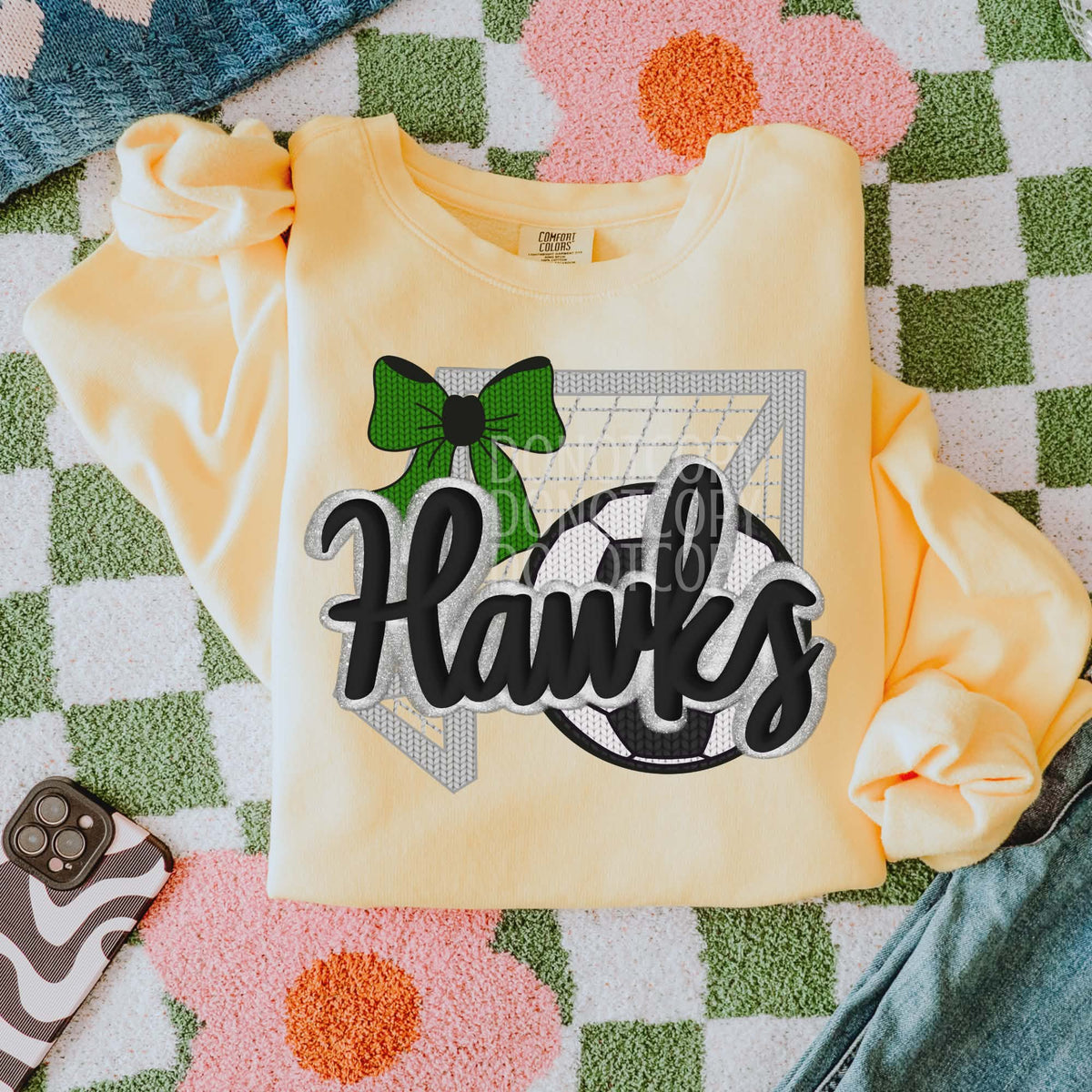 Hawks soccer green bow (CSG) DTF transfer