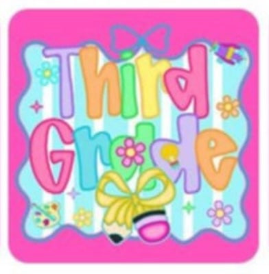 Third grade frame with bow 107565 DTF transfer