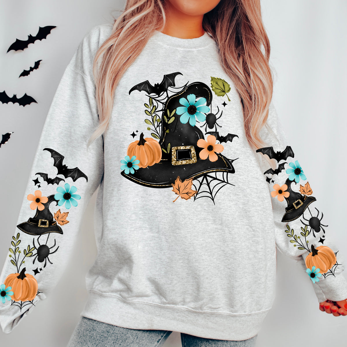 Floral witch hat (csc) (front only) DTF Transfer