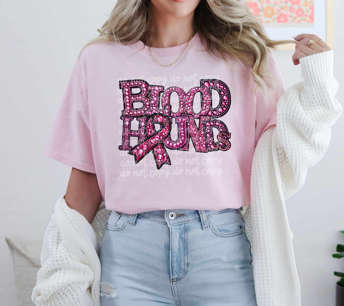Bloodhounds pink rhinestone 60613 DTF transfer