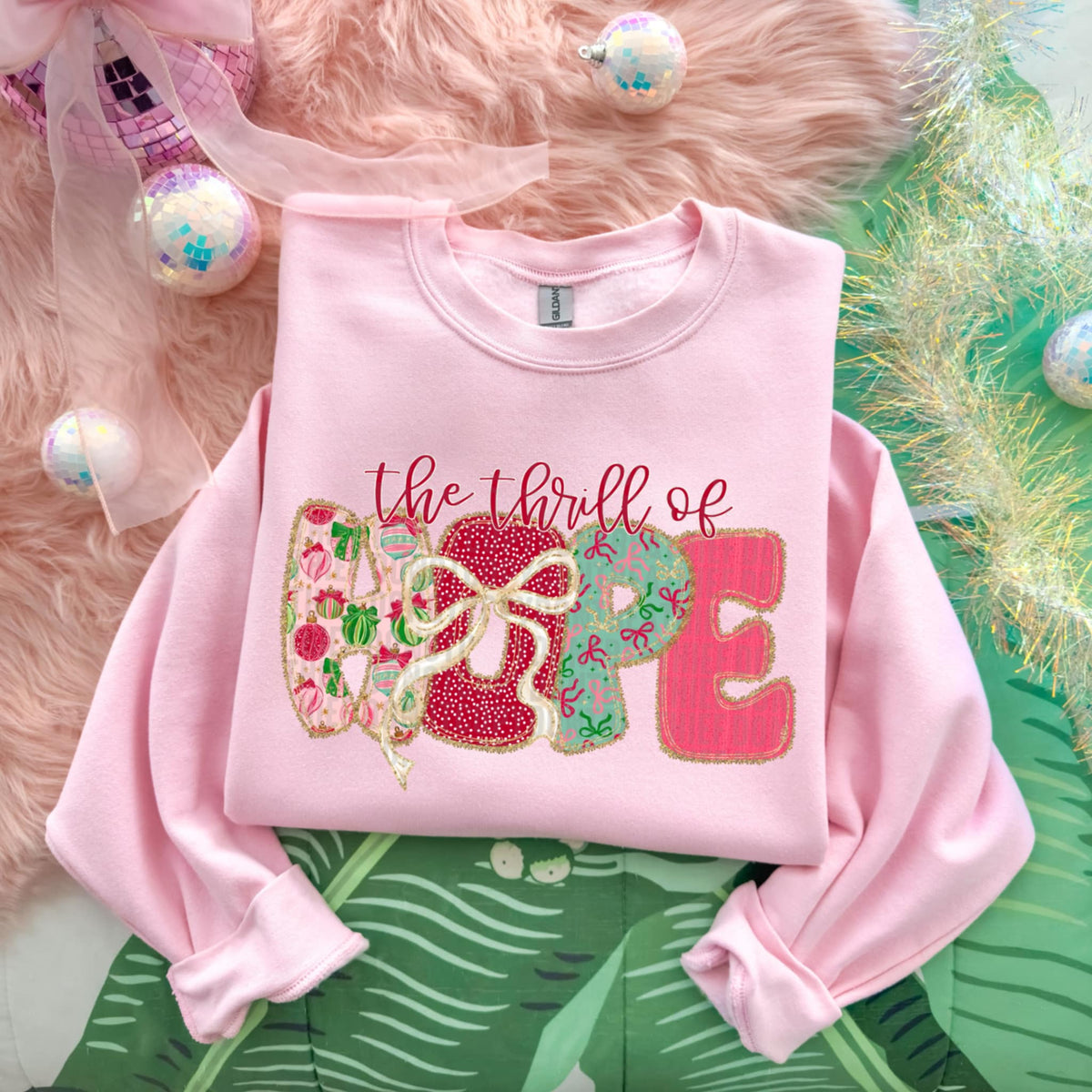 The thrill of hope Christmas font and bows SDD DTF Transfer