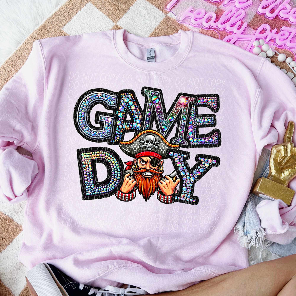 Game day pirates rhinestone colored mascot (CITY) 44396 DTF transfer