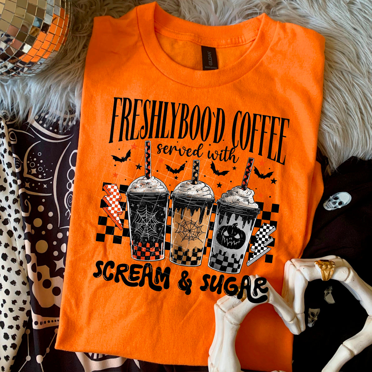 Freshly Boo’d Coffee scream and sugar BLACK WORDS 110814 DTF transfer