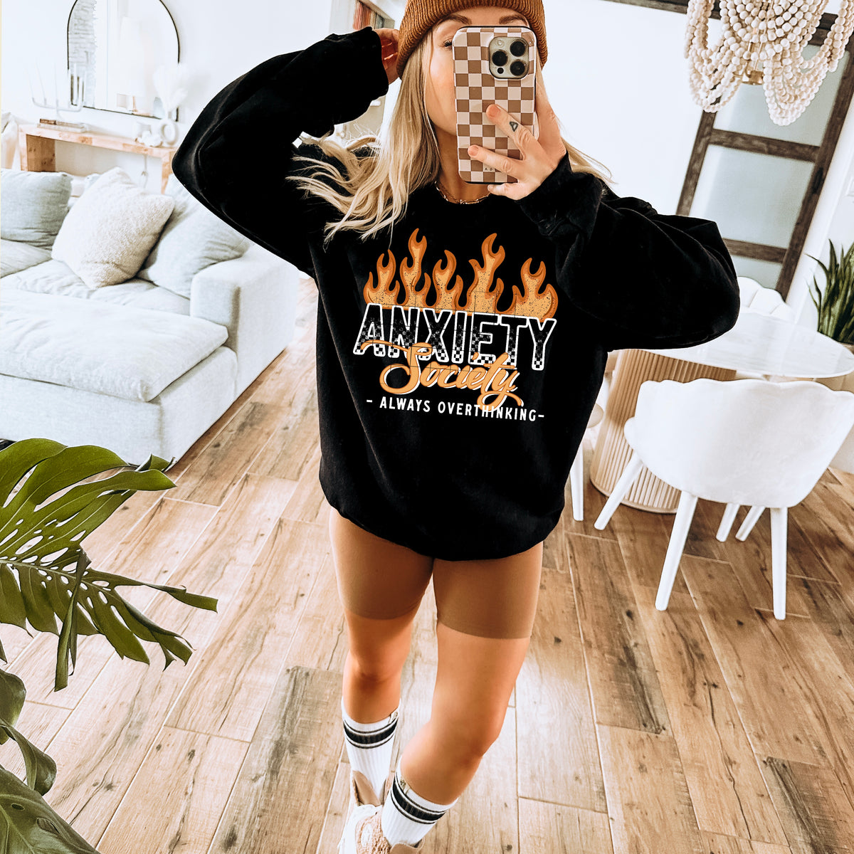 Anxiety Society flames WHITE (CSC) DTF Transfer