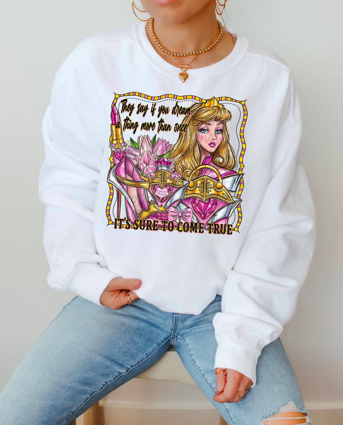If you dream a thing more than once blonde Princess (DDD) DTF transfer