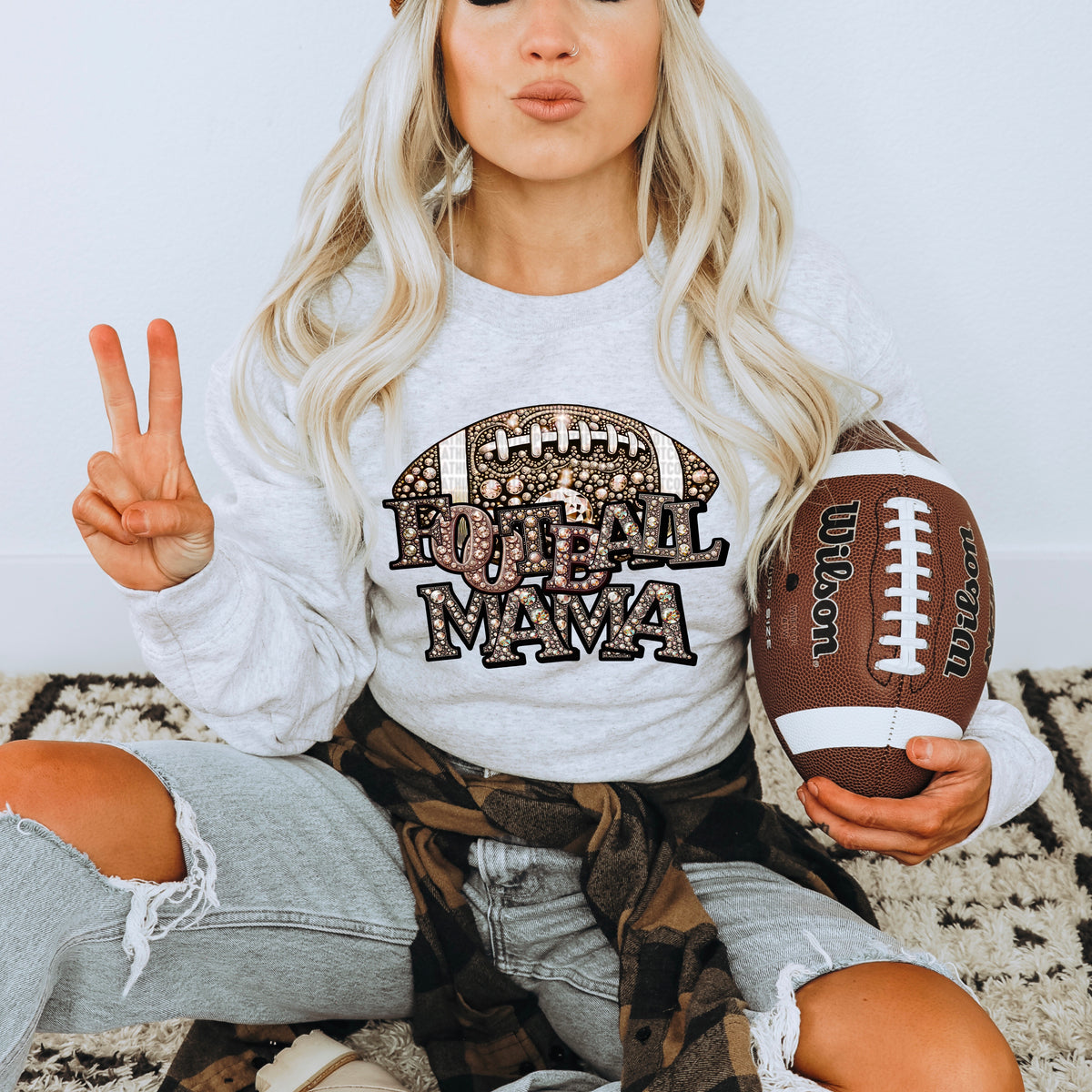 Football mama rhinestone 93804 DTF transfer