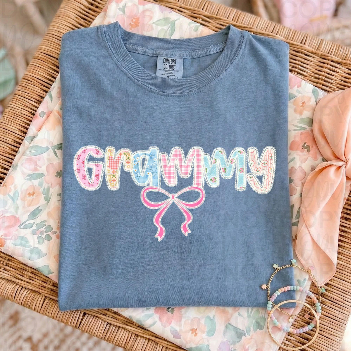 Grammy patterns and lace with bow Sunday Special DTF transfer