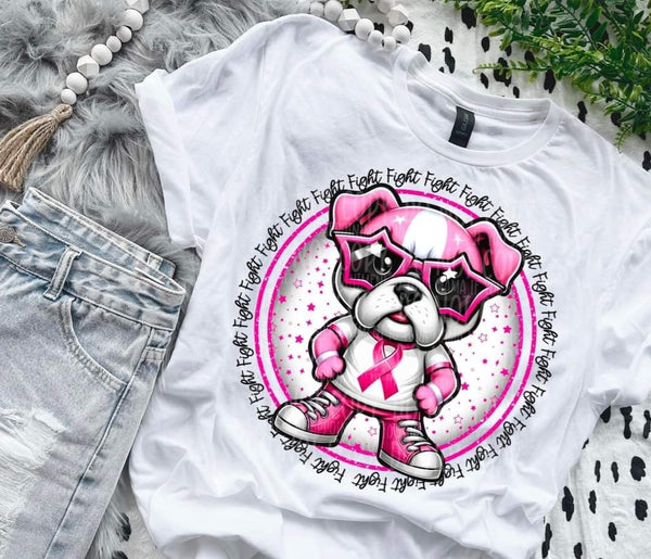 Fight circle pink bulldog mascot (MMD) 52614 DTF transfer