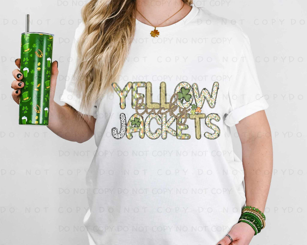 Lucky yellow jackets st Patrick patterns (caplinger) 82529 DTF transfer