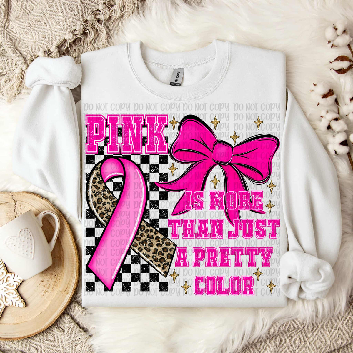 Pink is more than a pretty color bow and ribbon (VP) DTF Transfer