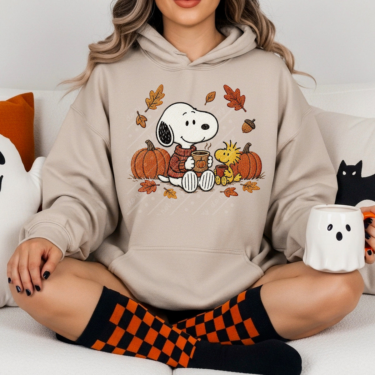 Faux embroider peanuts fall DTF Transfer
