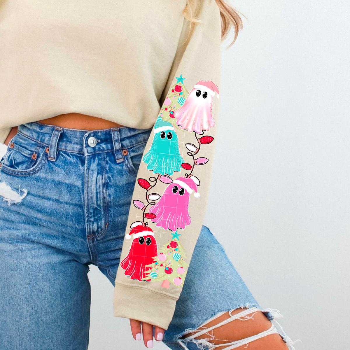 Tis The Season Ghosts SLEEVE 114015 DTF transfer