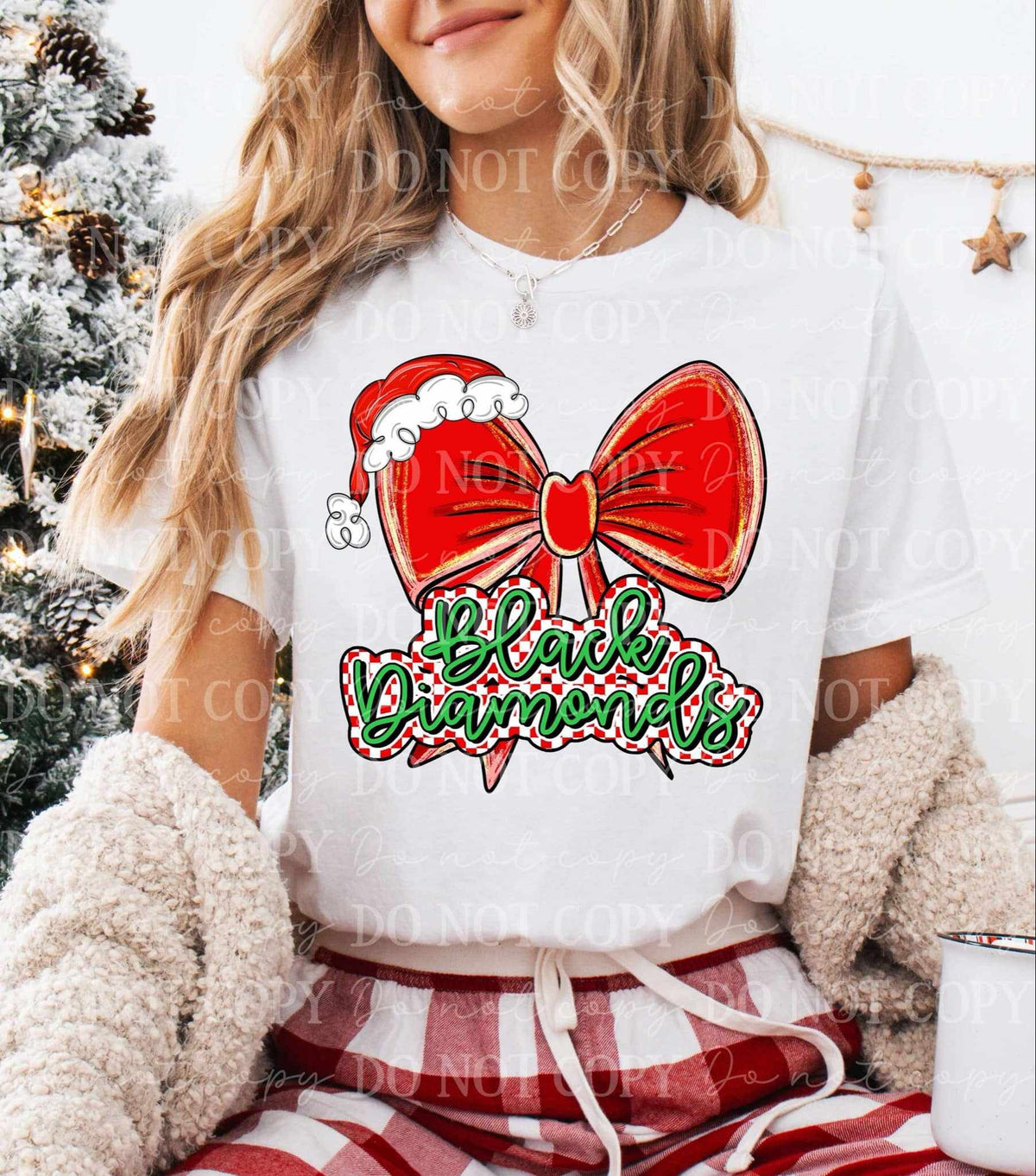 Black diamonds Christmas bow (C’s) 65953 DTF transfer
