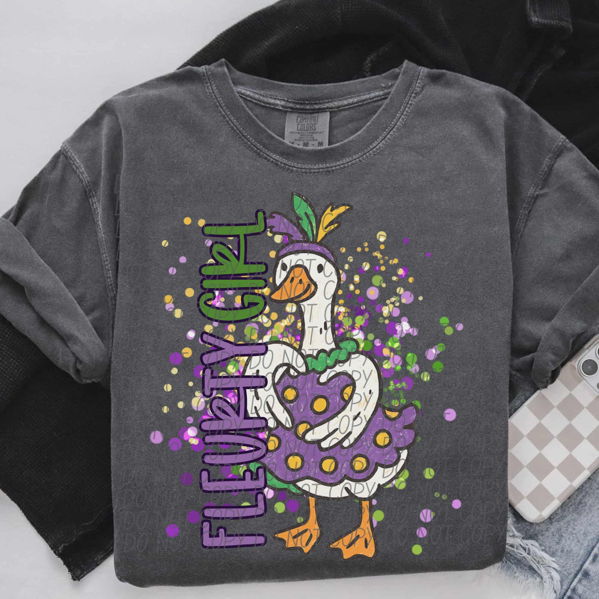 Fluerty Girl Goose purple and gold sequins (city) DTF Transfer