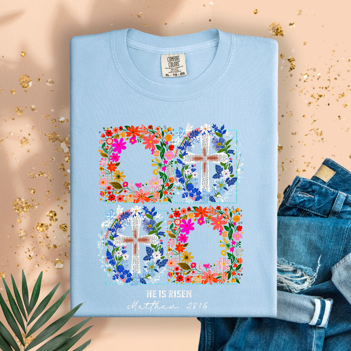 He has risen floral blocks 95040 DTF transfer