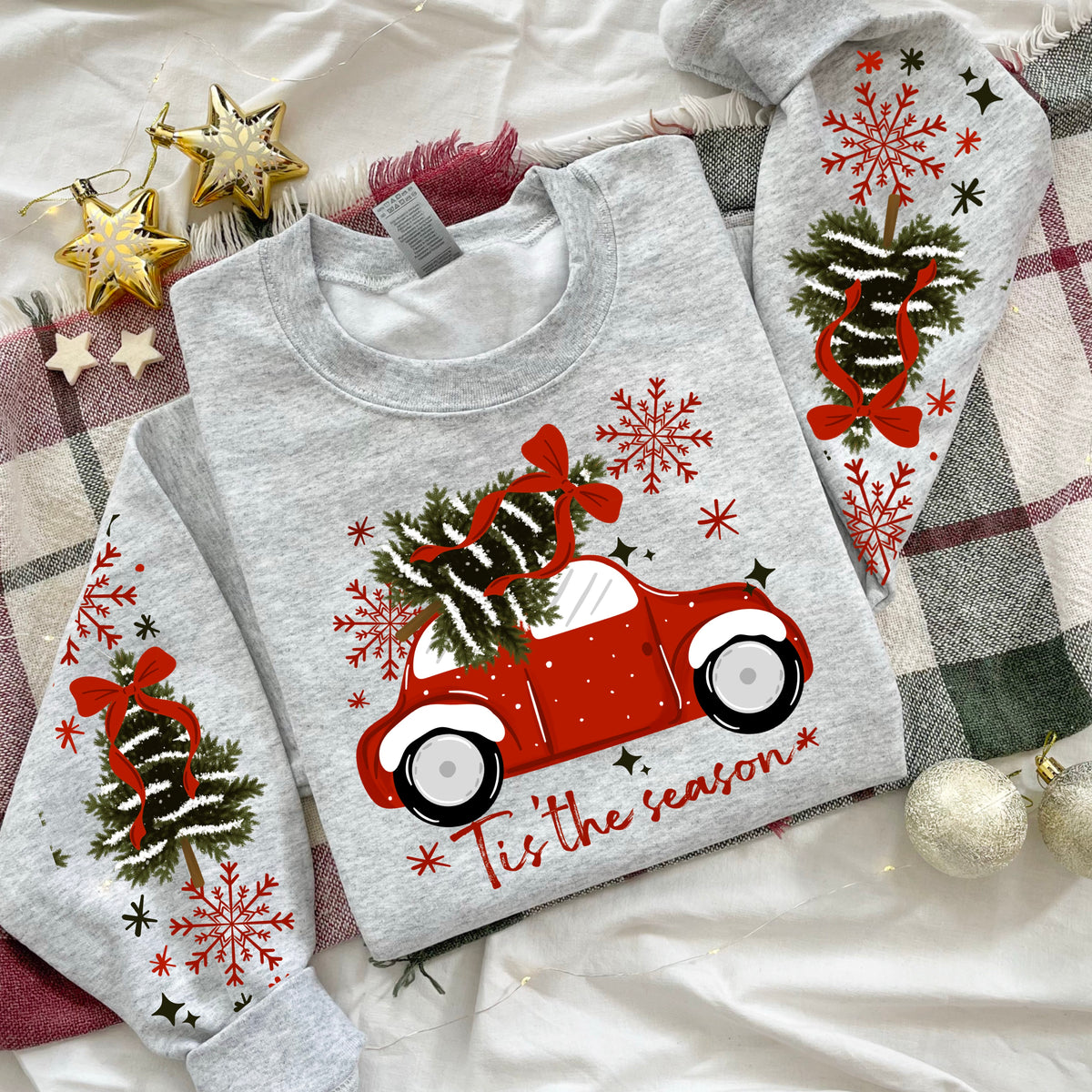Tis the season red car (set two sleeves) (CSC) DTF Transfer