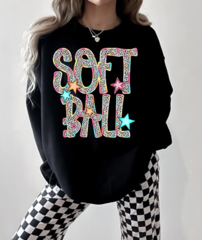Softball rainbow polkadot (s&g) DTF transfer