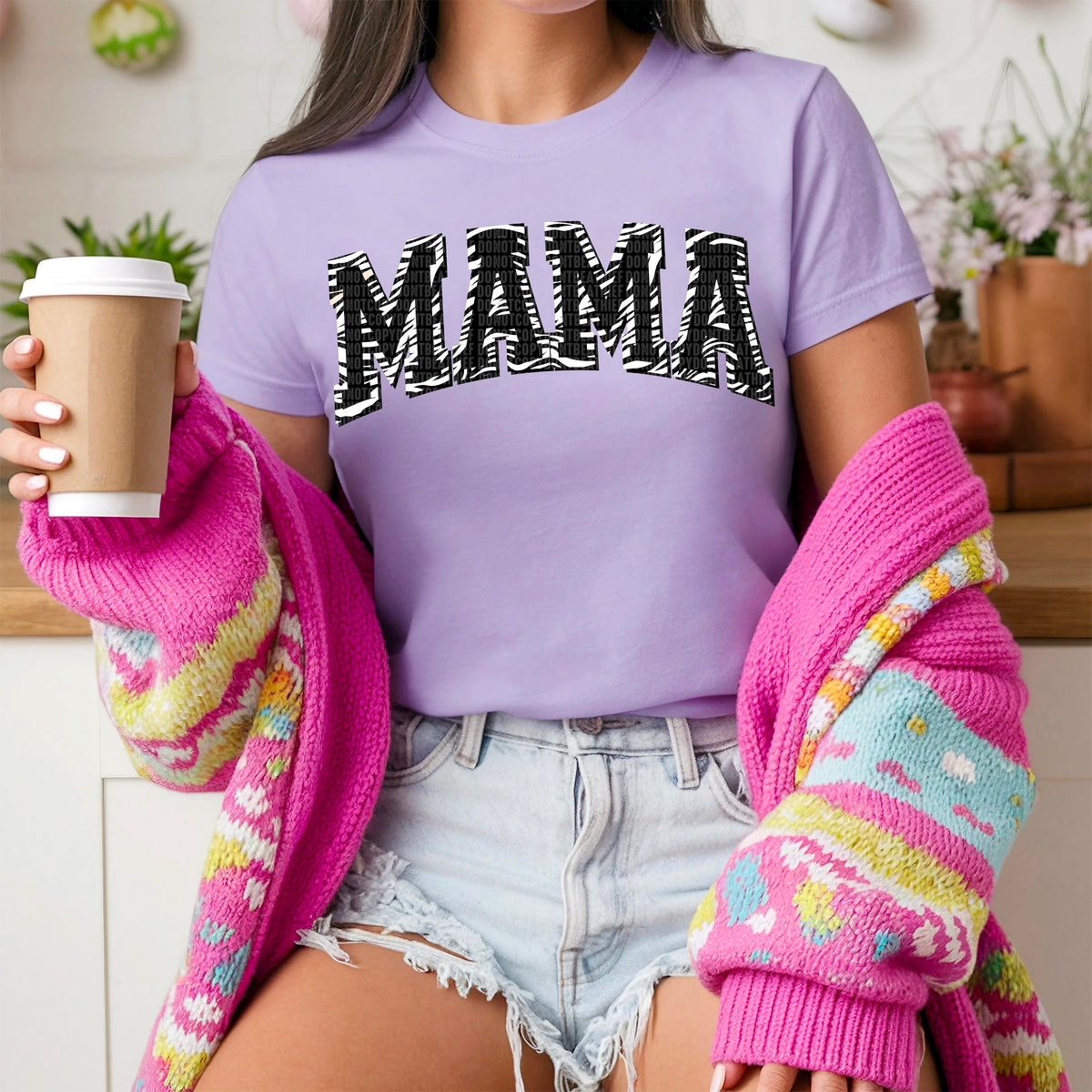Mama zebra outline 97594 DTF transfer
