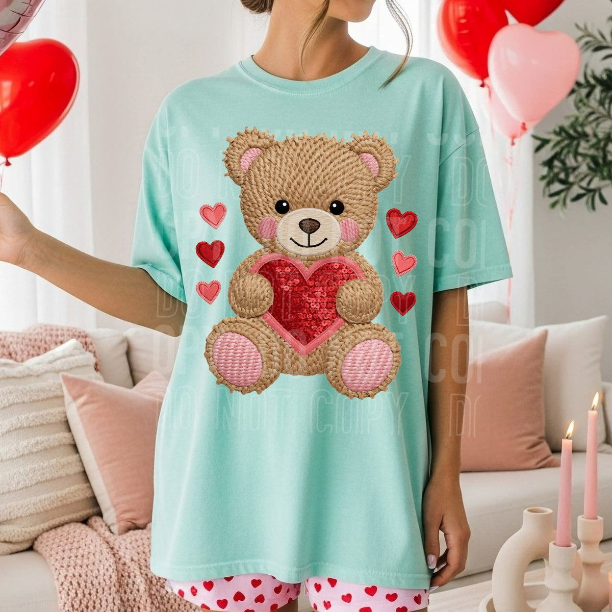 Faux Yarn Teddy Bear (SBB) DTF transfer