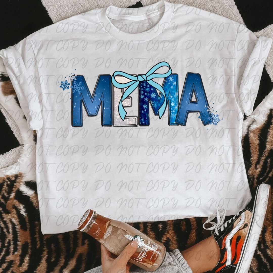 Mema blue wrapping paper font (VINTAGE) 64131 DTF transfer