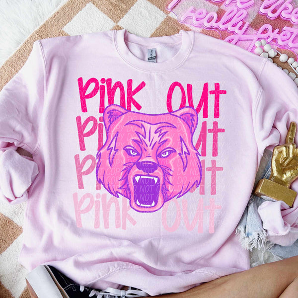 Pink out stacked bear 60048 DTF transfer