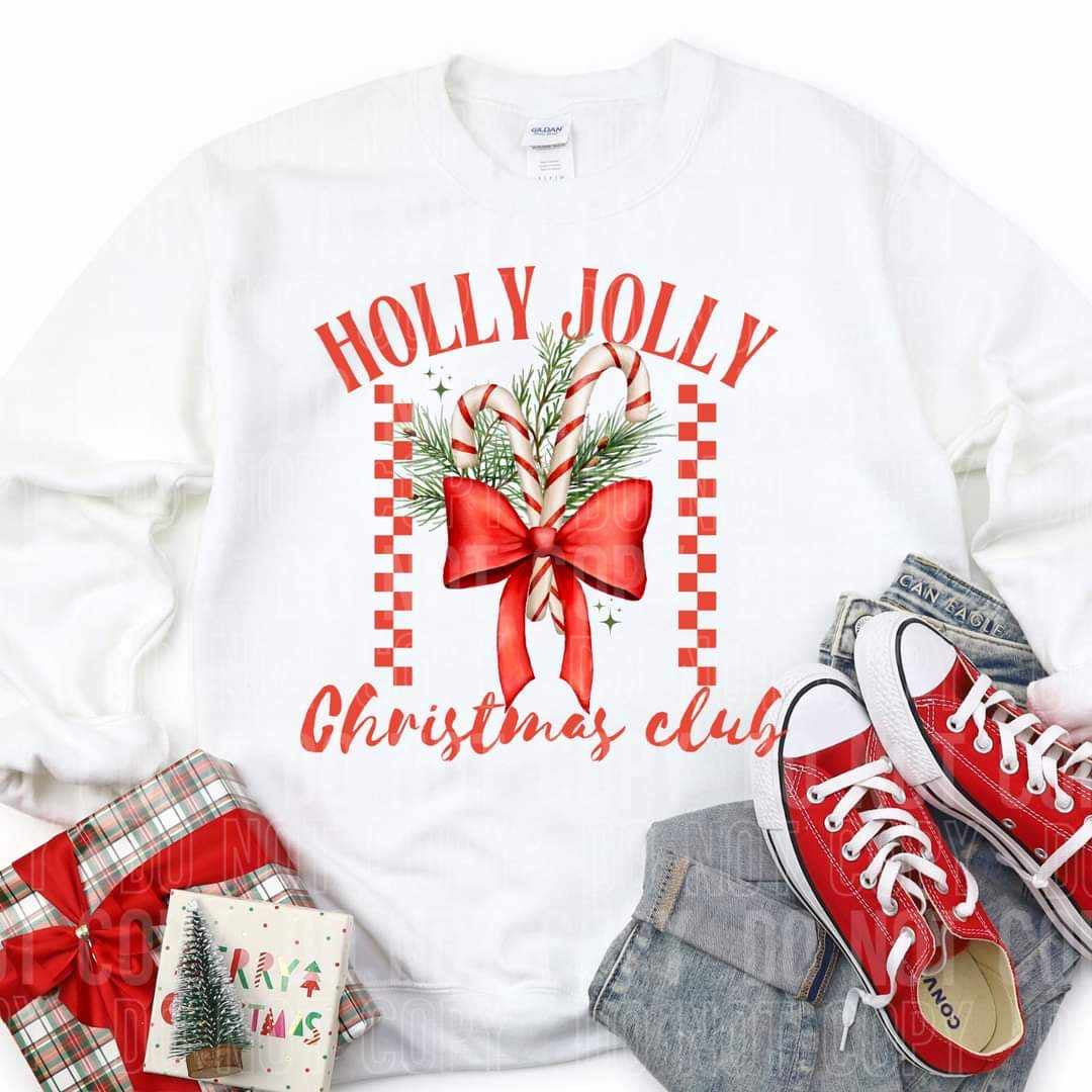 Holly jolly Christmas club red  bow (SBB) 64233 DTF transfer