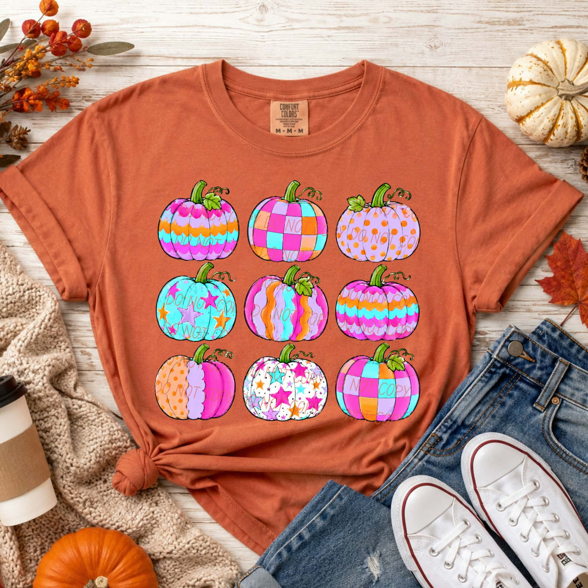 Colorful patterned Pumpkin collage  (city) DTF transfer