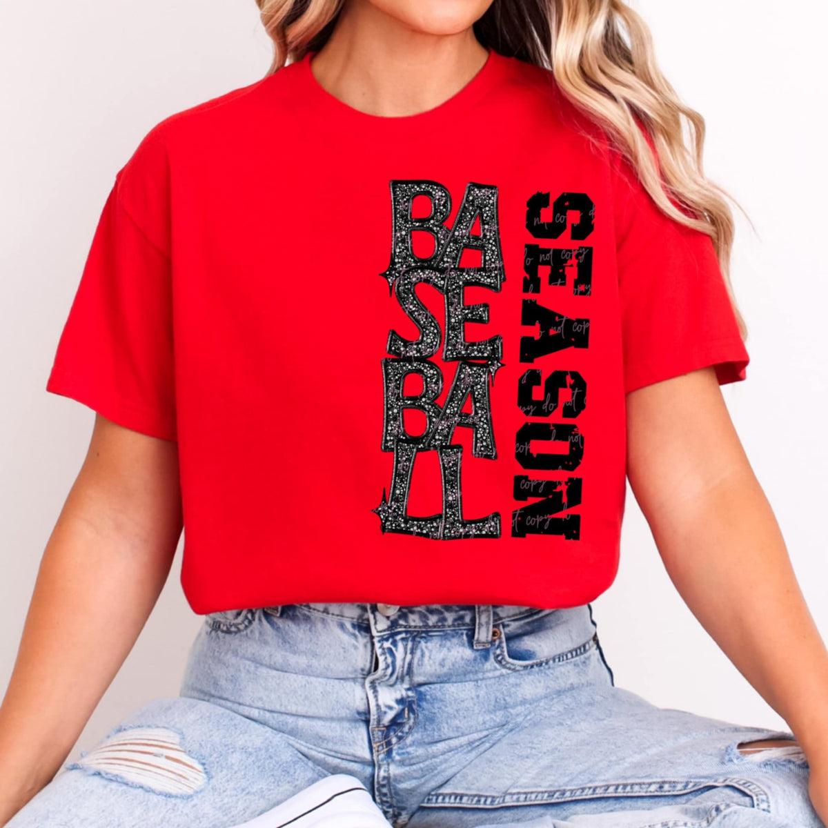 Baseball season vertical glittwr (VIRGO) 92517 DTF transfer