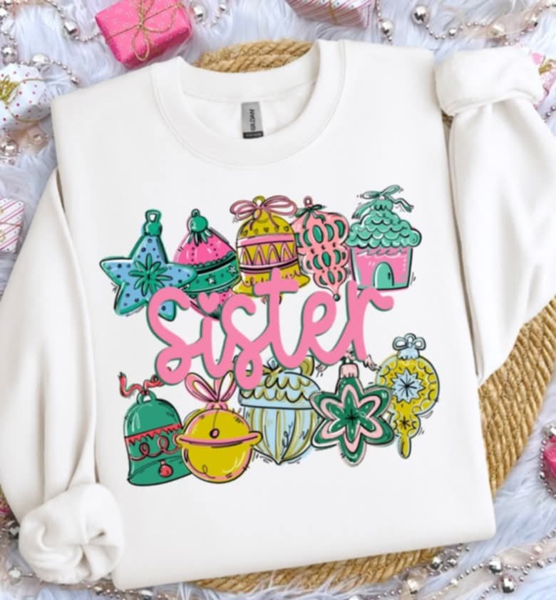 Sister ornaments (s&g) DTF transfer