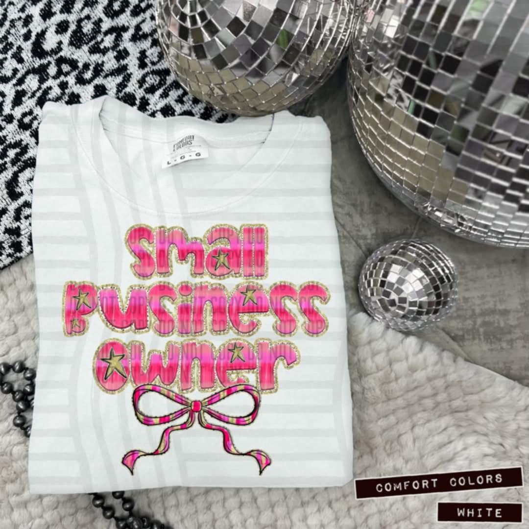 Small business owner pink with bow (Caplinger) 100637 DTF transfer