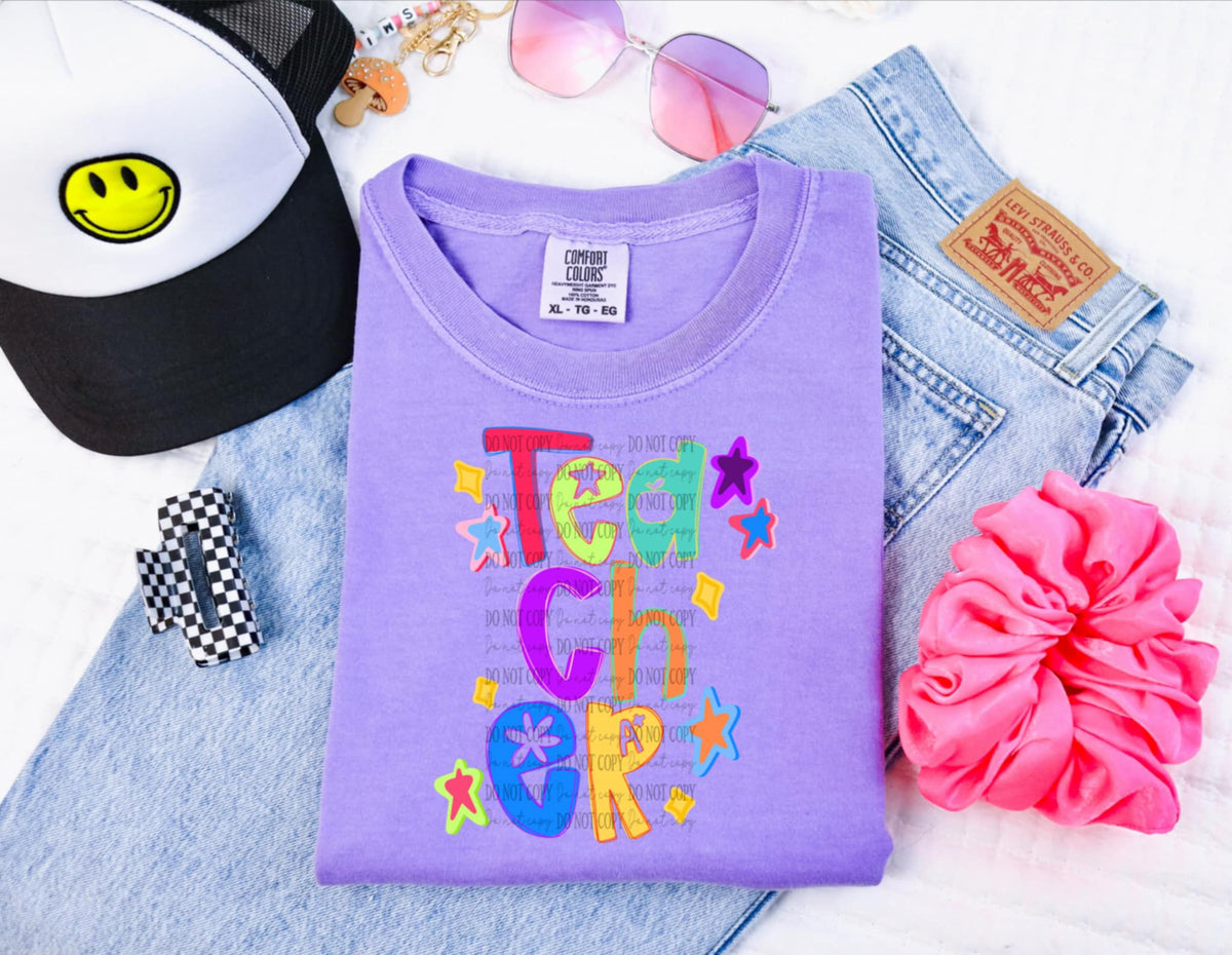 Teacher colorful stars 107602 DTF transfer