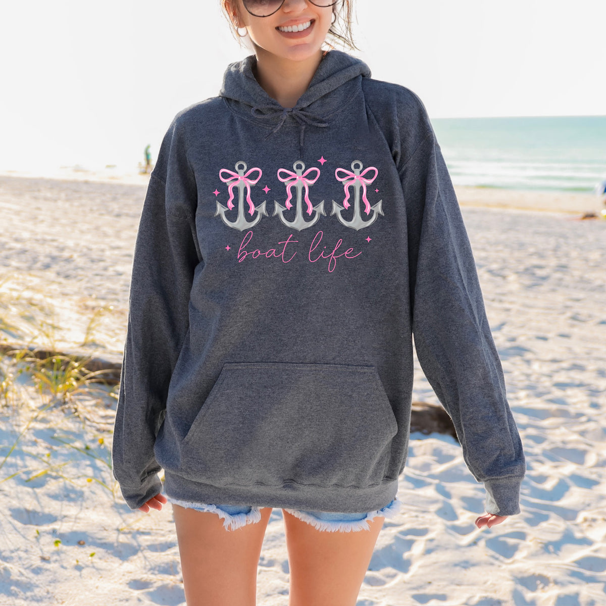 Boat life anchors and pink bows (CSC) DTF TRANSFER