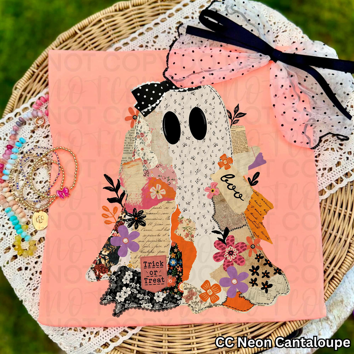 Scrap book floral ghost(UAC) DTF Transfer