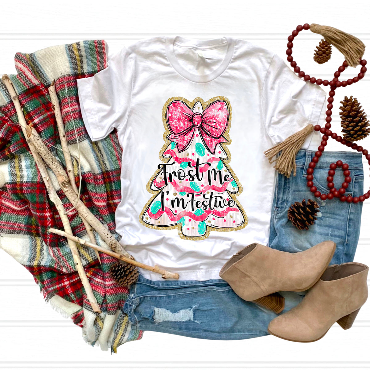 Frost Me I’m Festive tree and bow 113407 DTF transfer