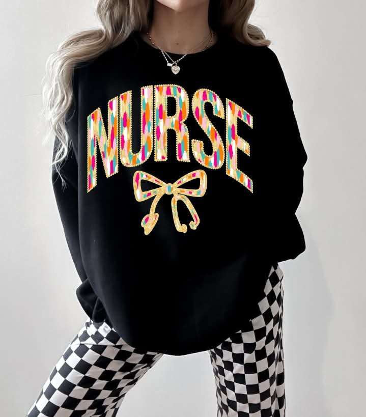 Nurse brushstroke with bow (S&G) 82828 DTF transfer