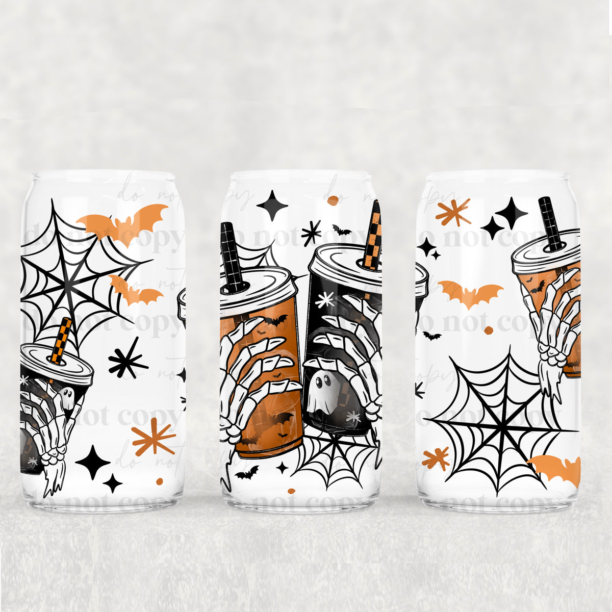 Halloween Skellie hand coffees (CSC) UV DTF WRAP