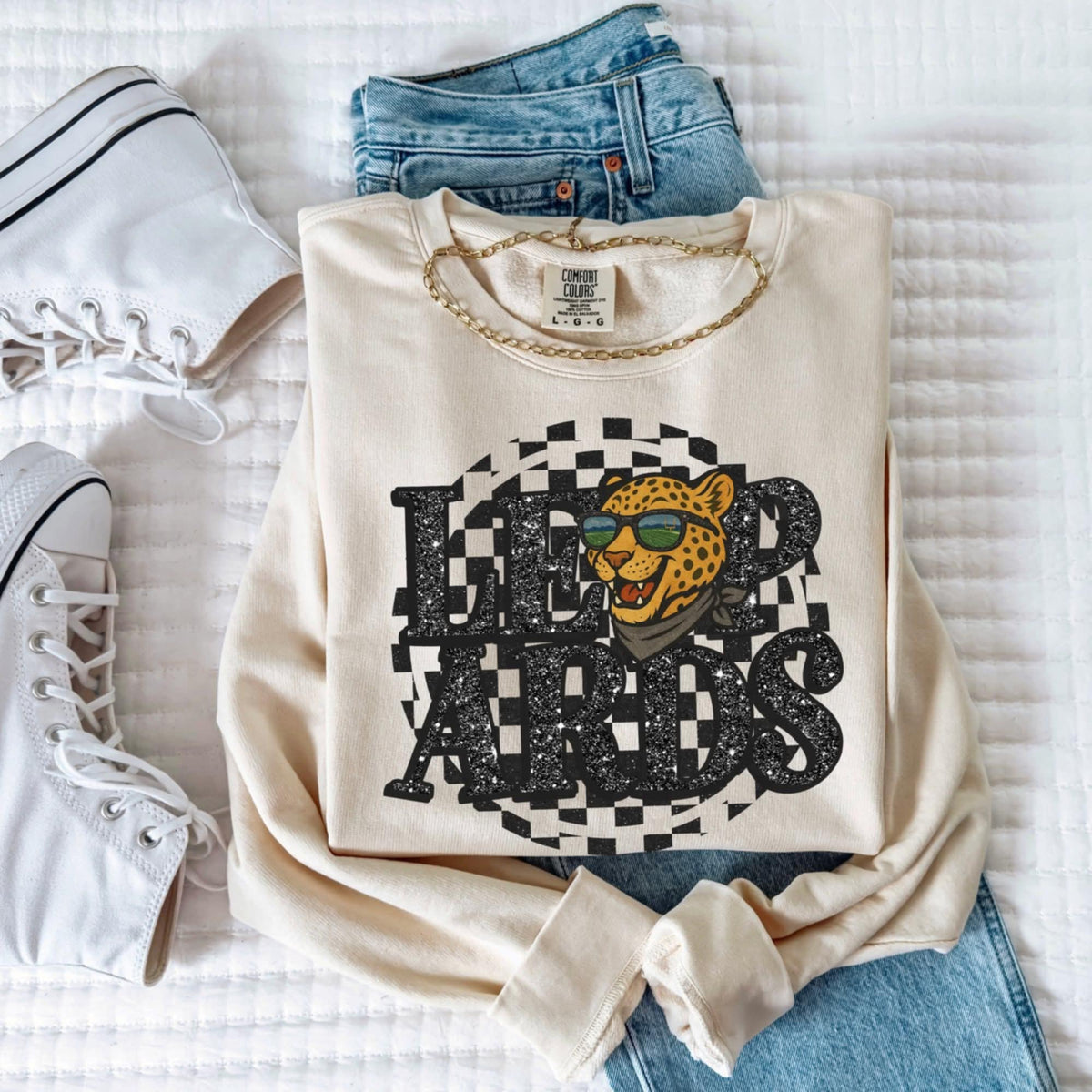 Leopards Mascot Black Glitter Font GROVE 111232 DTF transfer