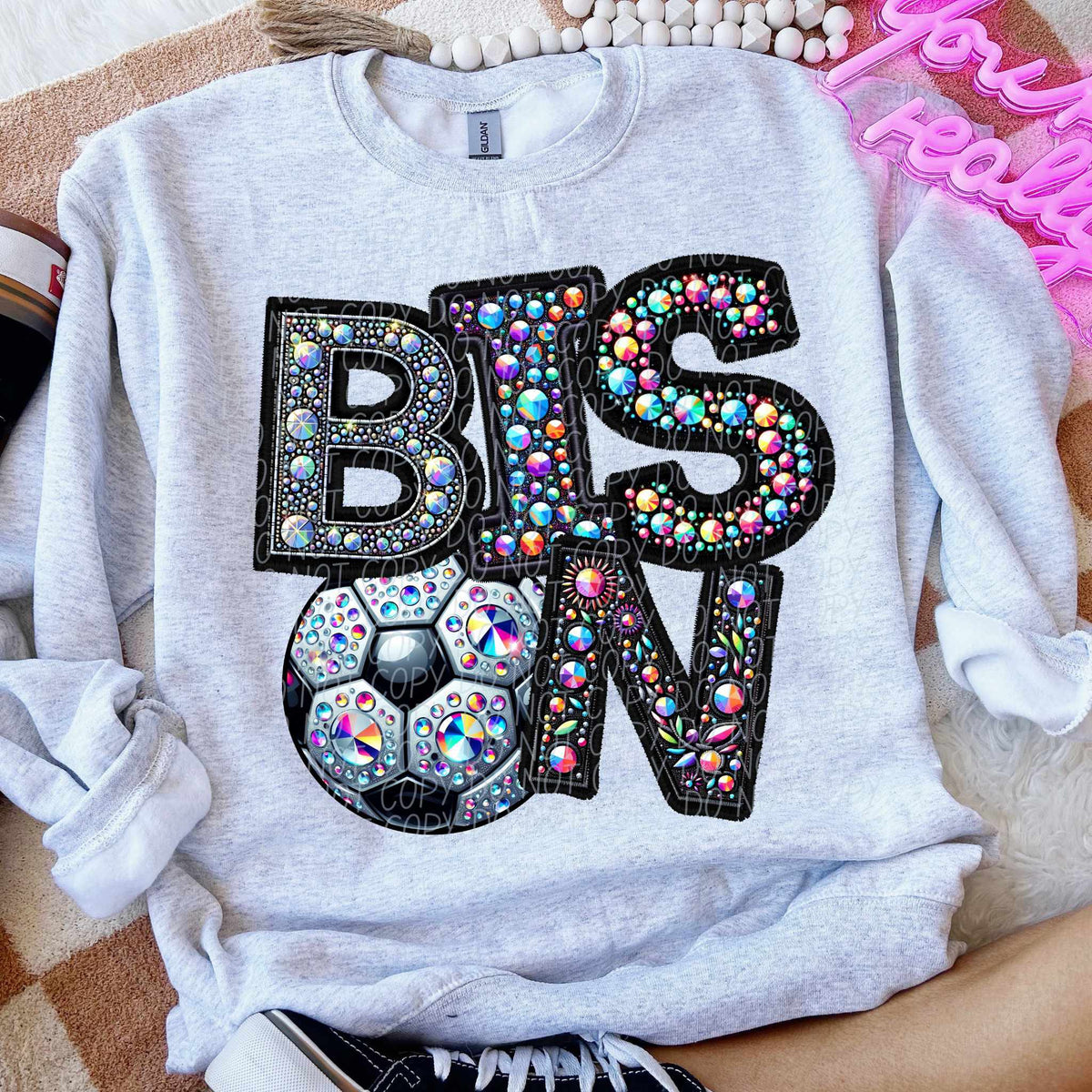 Bison rhinestone soccer (CITY) 77106 DTF transfer