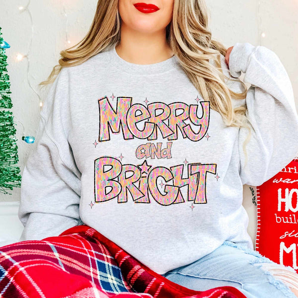 Merry and bright pink and yellow font (CITY) 60925 DTF transfer