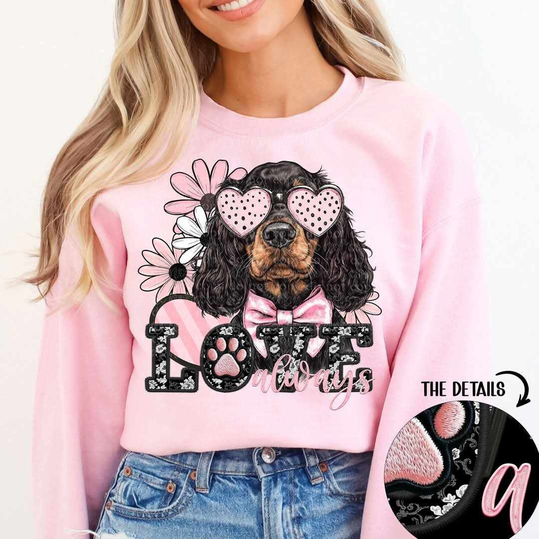 Love always black and brown cocker spaniel (TTD) 80791 DTF transfer